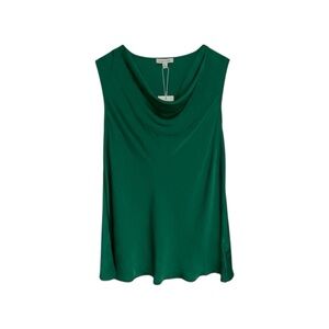 alex & lili Sleeveless‎ Satin Blouse Women’s Medium Emerald Green Cowl Neck NWT